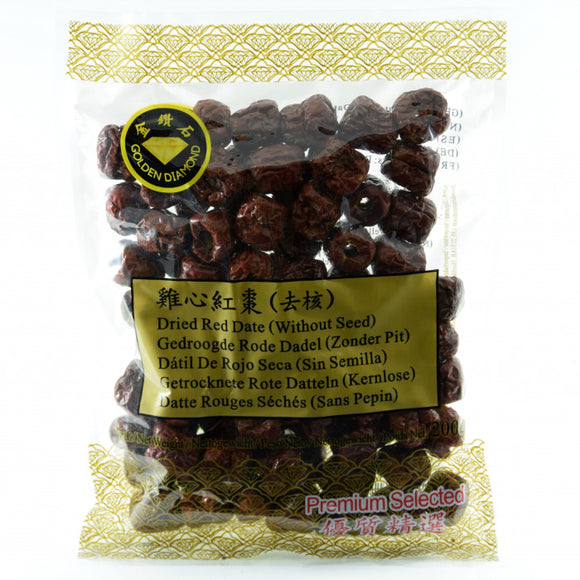 Golden Diamond Dried Red Date Seedless KS 200g / 金钻石牌去核红枣 200克