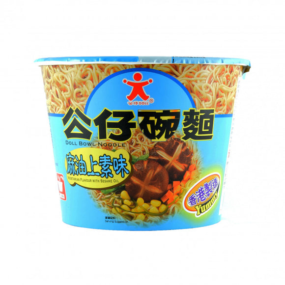 Doll Bowl Noodle Veg. Flav. Sesame Oil 107g / 公仔碗麵(麻油上素味)