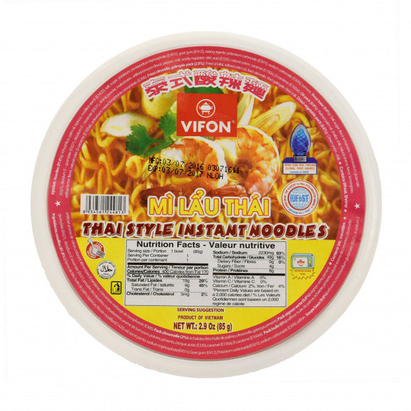 Vifon Instant Bowl Noodles Thai Style Mi Lau Thai 85g