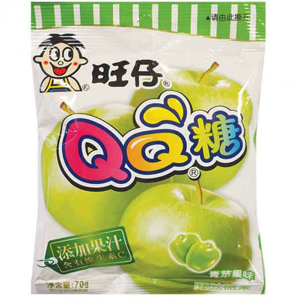 QQ Gummy  Candy Green Apple Flavour 70g / 旺仔QQ糖青苹果口味 70g