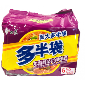 Baixiang Instant Noodles W. Beef & Vegetable Flav. 5x152g / 白象 老坛酸菜面 5袋装